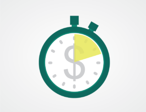Illustration of stopwatch with dollar sign